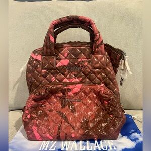 NWT MZ Wallace Sutton Deluxe Rare Pink Camo w/matching makeup case